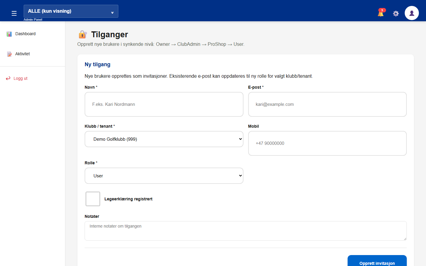 Tilganger med klubbvalg