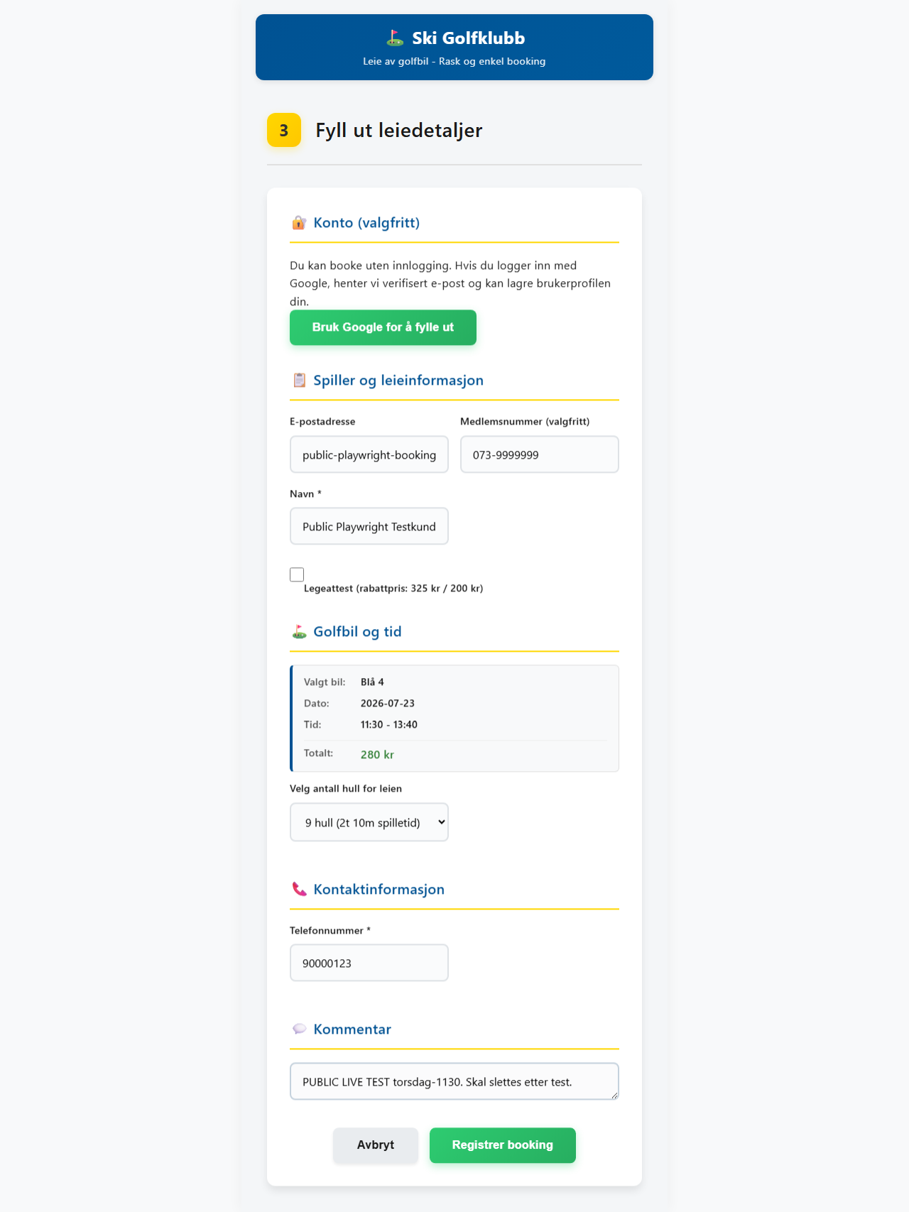 Public booking nummer to klar til innsending